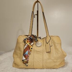 Coach Signature Op Art  Kisslock Patent Leather Tote Bag